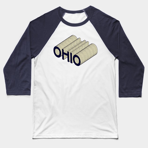 Ohio - Pop Art Text Baseball T-Shirt by ArticaDesign